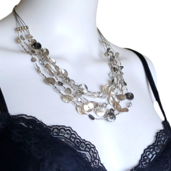 Chico's Necklace Toggle Lot Silver Tone Multi Strand Charm - Picture 2 of 11